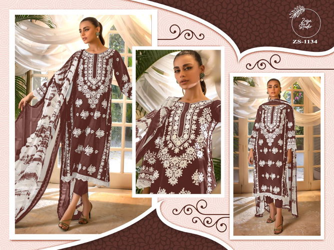 ZS 1134 Embroidery Georgette Pakistani Readymade Suits Catalog